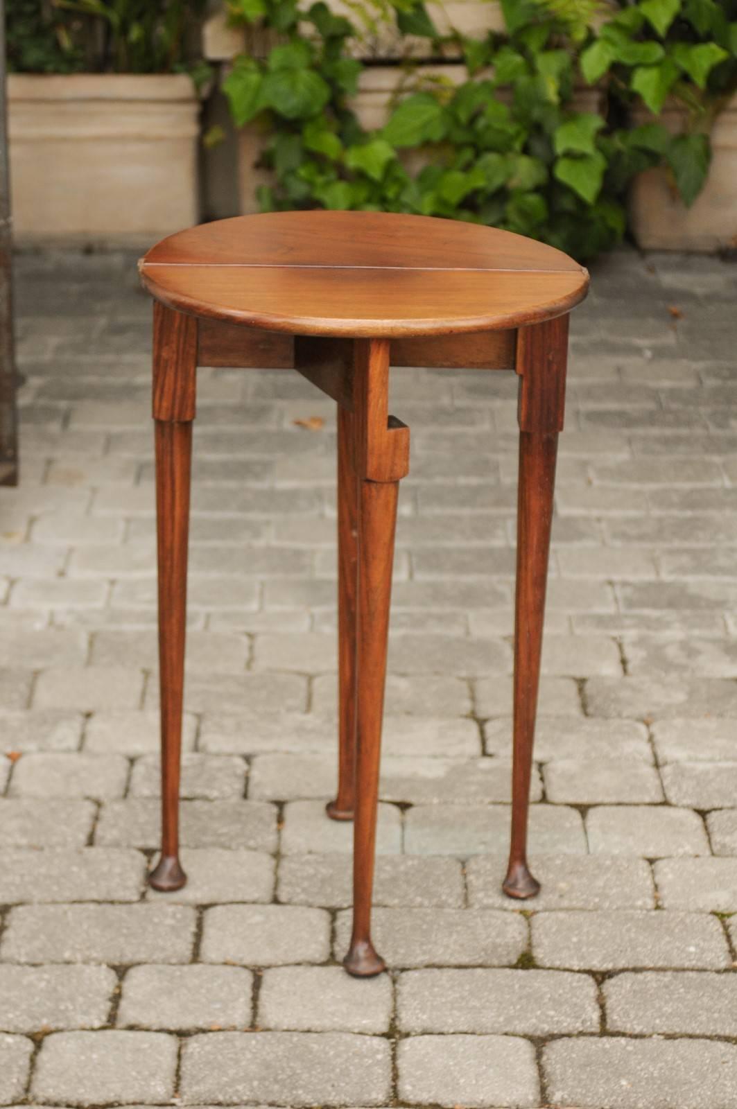 English George III Style 1850s Petite Mahogany Demilune Table with Lift Top 7