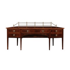 English George III Style 19th Century Sideboard in Mahogany with Brass Rail