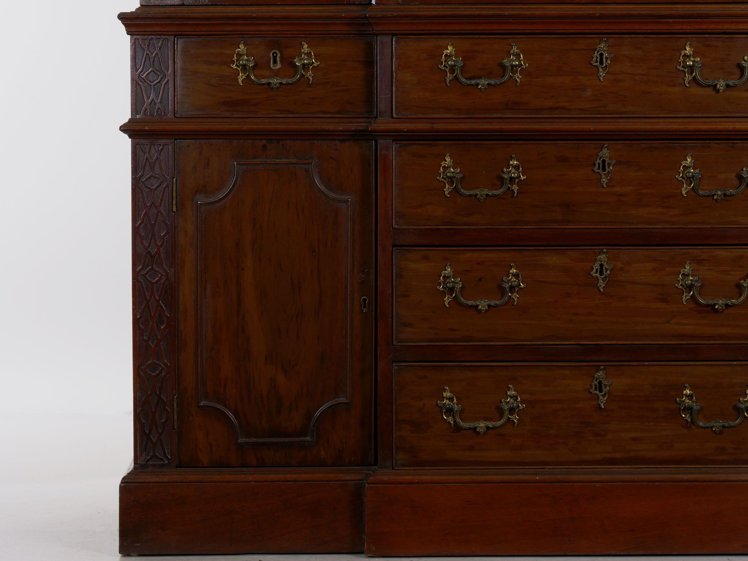 English George III Style Breakfront Bookcase Cabinet, circa 1880 5