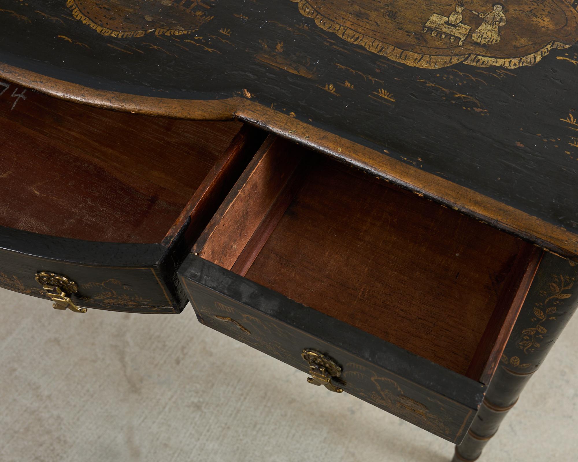 English George III Style Chinoiserie Decorated Faux Bamboo Desk 4