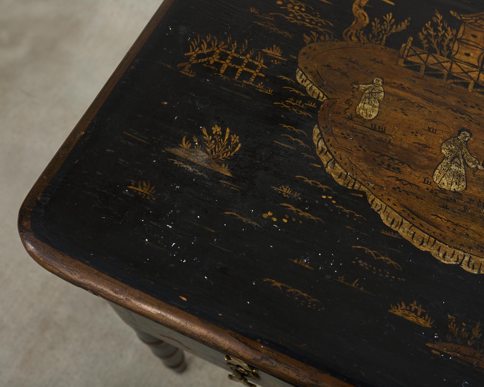English George III Style Chinoiserie Decorated Faux Bamboo Desk 6