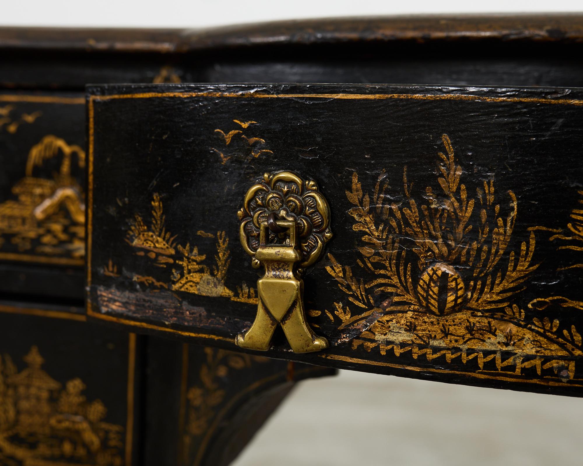 English George III Style Chinoiserie Decorated Faux Bamboo Desk 12