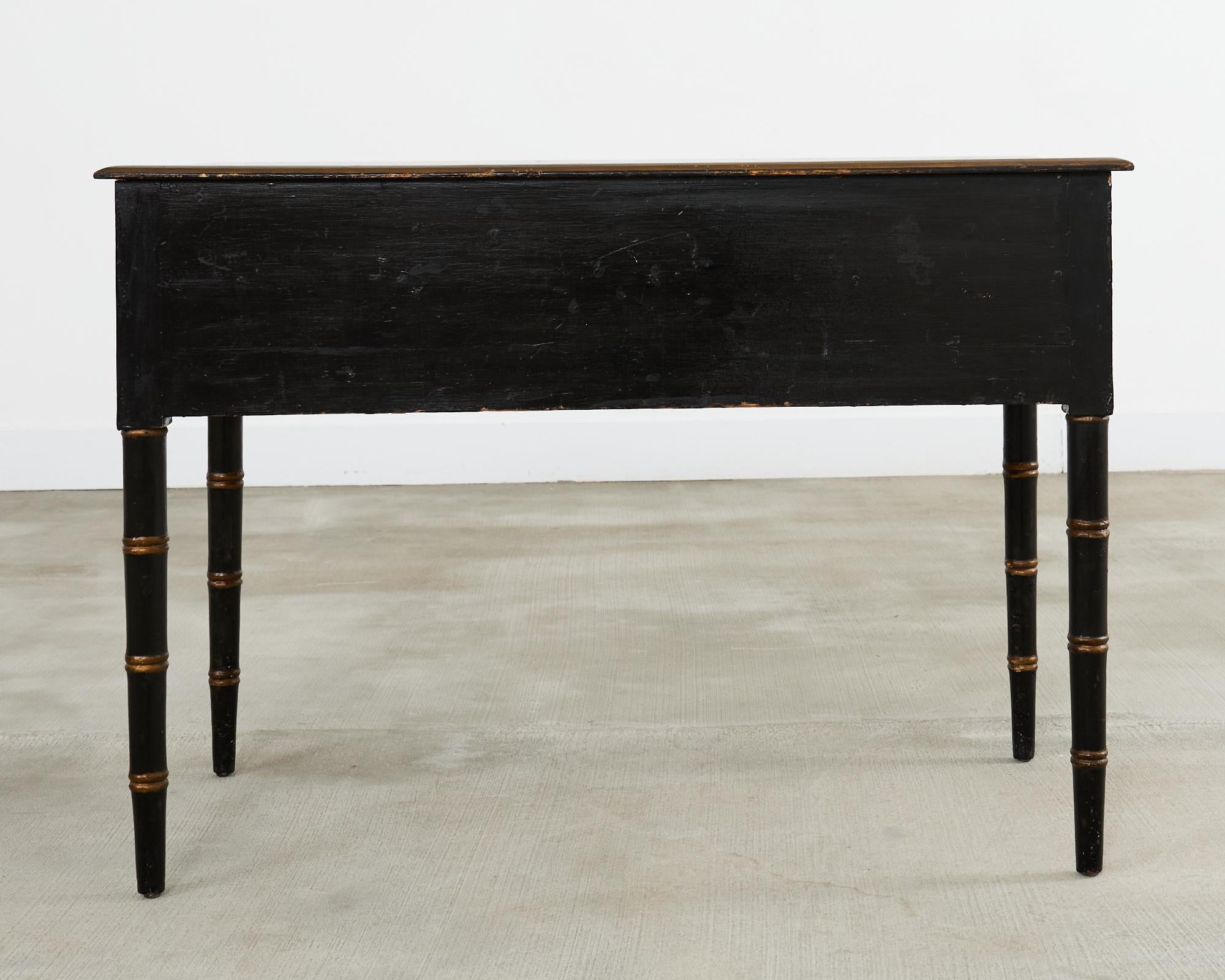 English George III Style Chinoiserie Decorated Faux Bamboo Desk 14