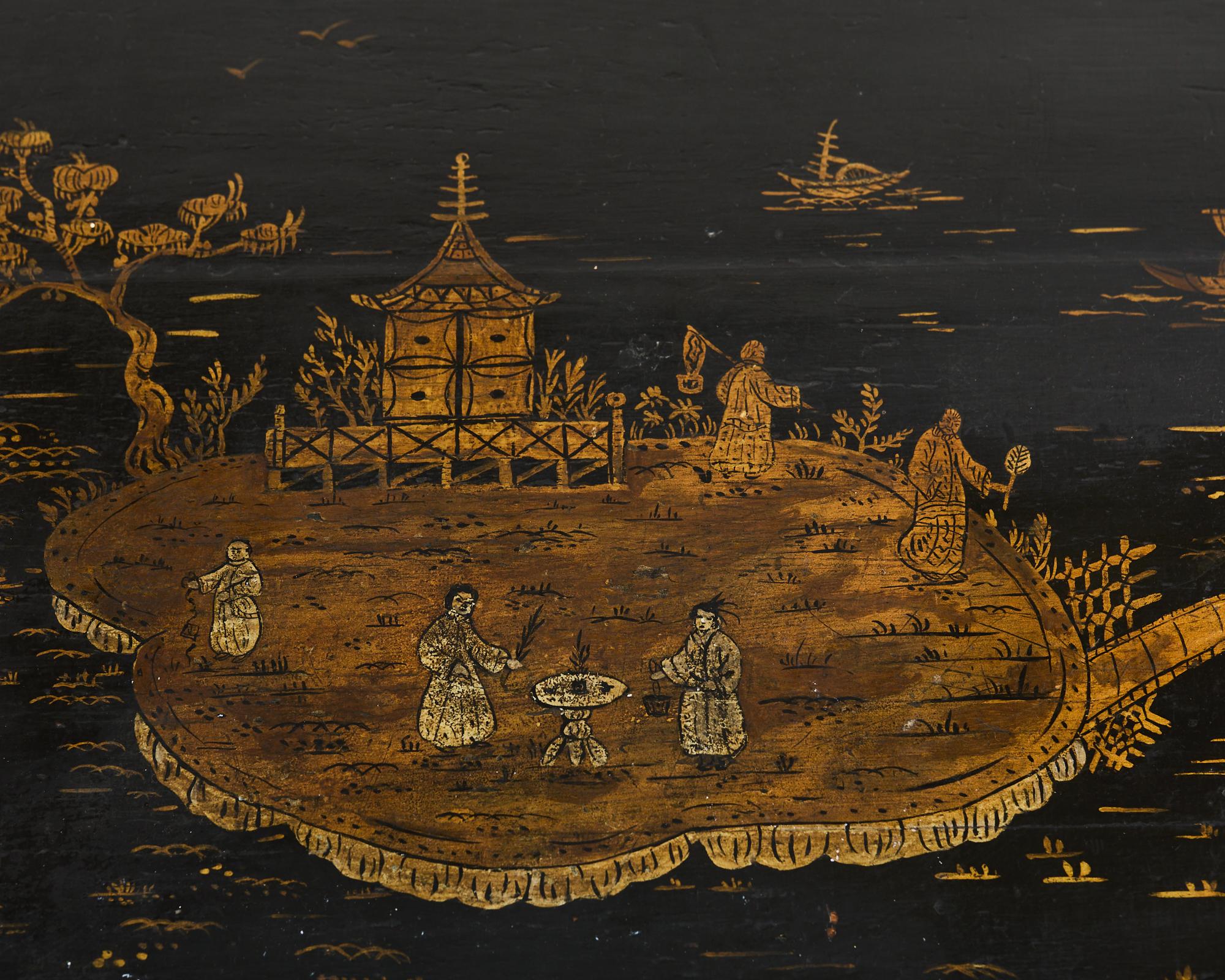 English George III Style Chinoiserie Decorated Faux Bamboo Desk 2