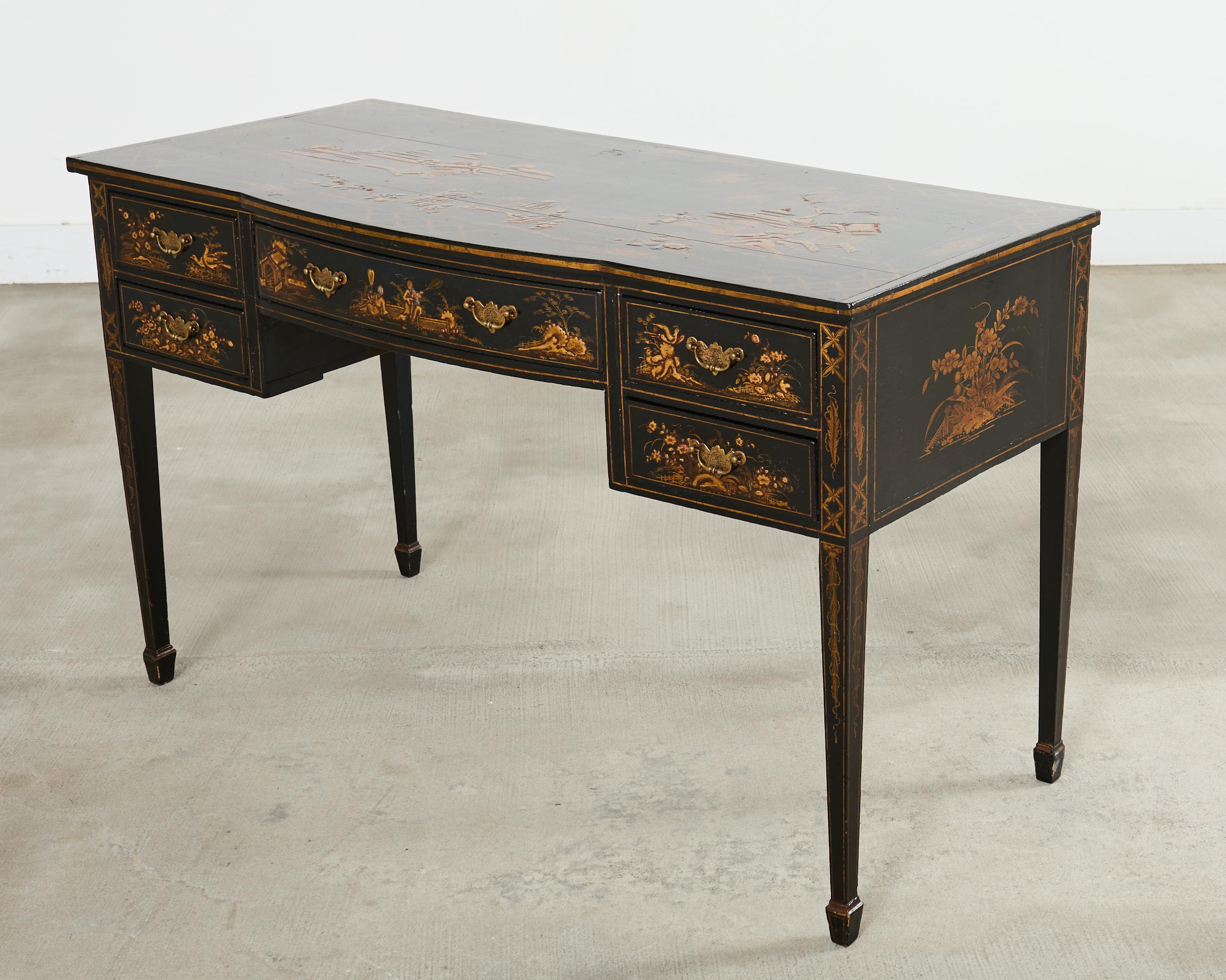 Englischer Chinoiserie-Schreibtisch im George-III-Stil mit Lackdekor im Angebot 6