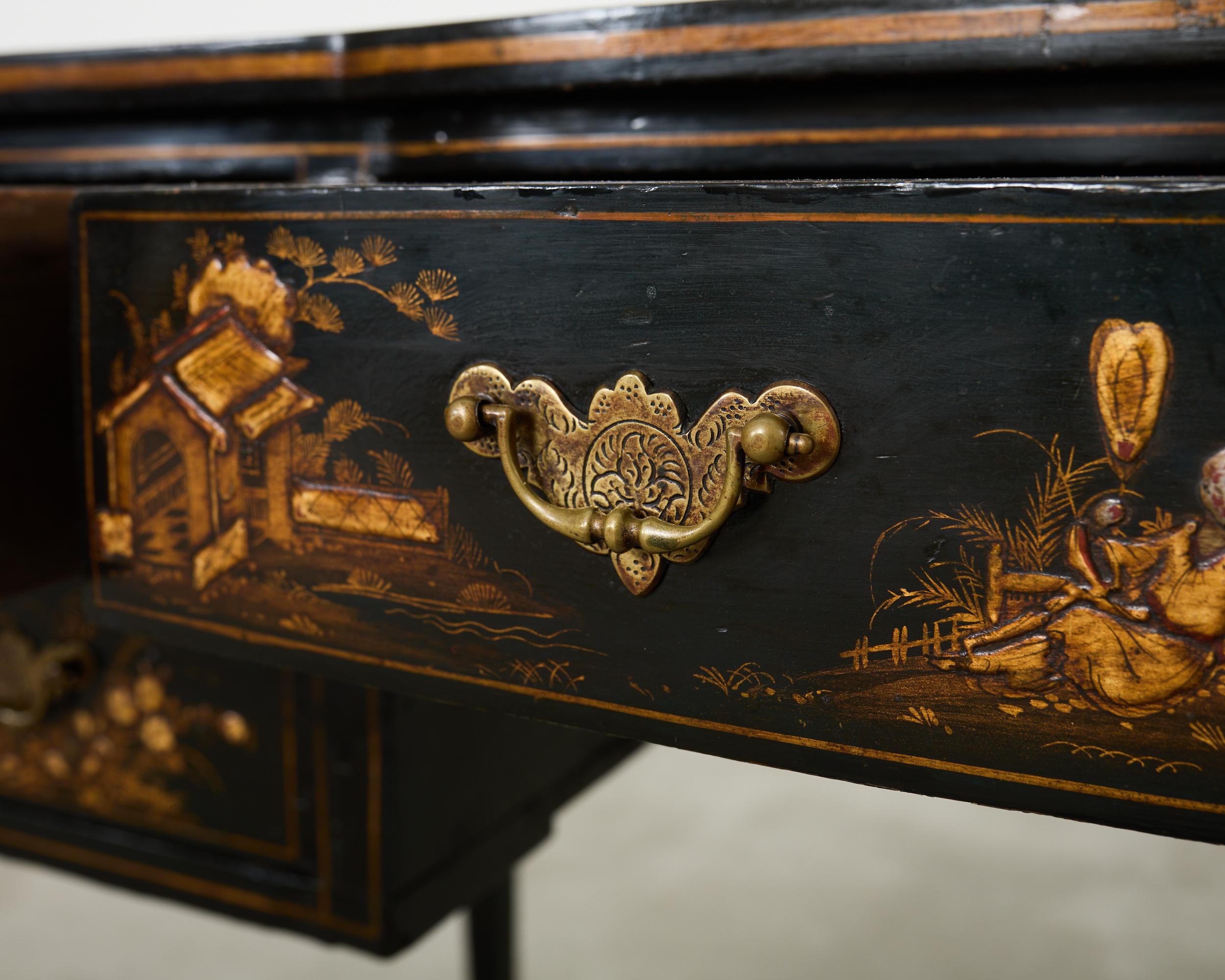 Englischer Chinoiserie-Schreibtisch im George-III-Stil mit Lackdekor im Angebot 11