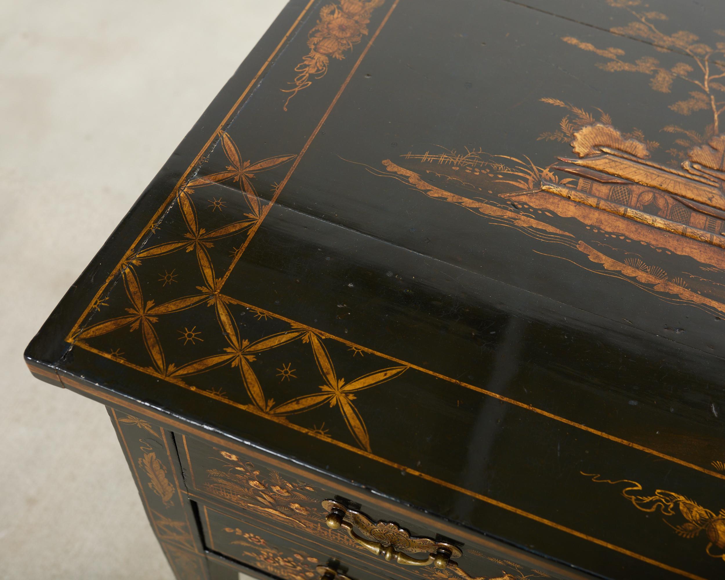 Englischer Chinoiserie-Schreibtisch im George-III-Stil mit Lackdekor im Angebot 2