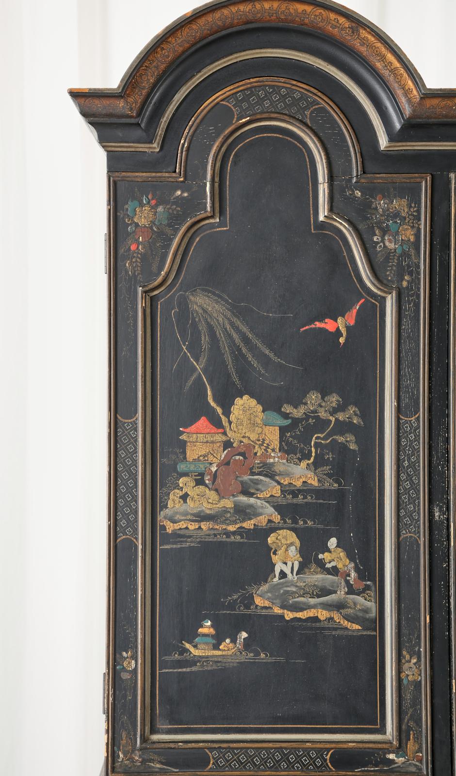 English George III Style Chinoiserie Lacquered Secretary Bookcase 8