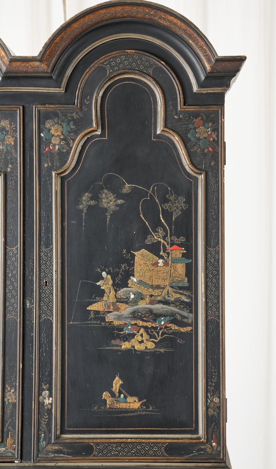 English George III Style Chinoiserie Lacquered Secretary Bookcase 9