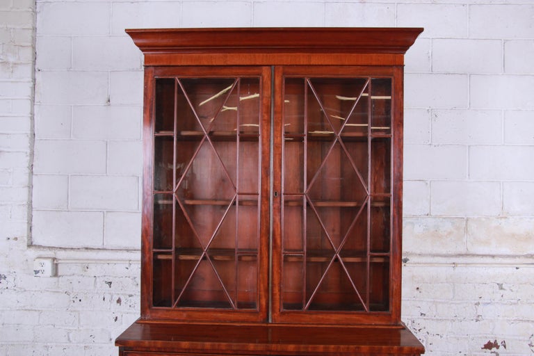 English George Iii Style Drop Front Secretary Desk With Bookcase