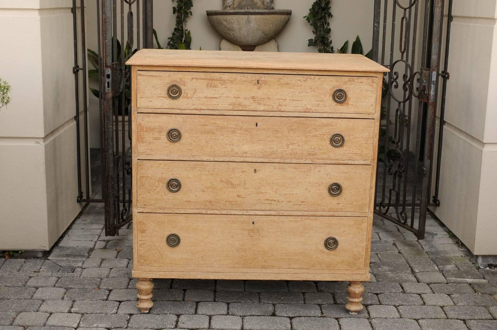 Painted English George III Style Four-Drawer Commode with Original Paint, circa 1850