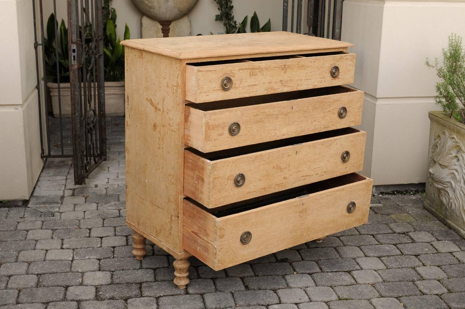 Wood English George III Style Four-Drawer Commode with Original Paint, circa 1850