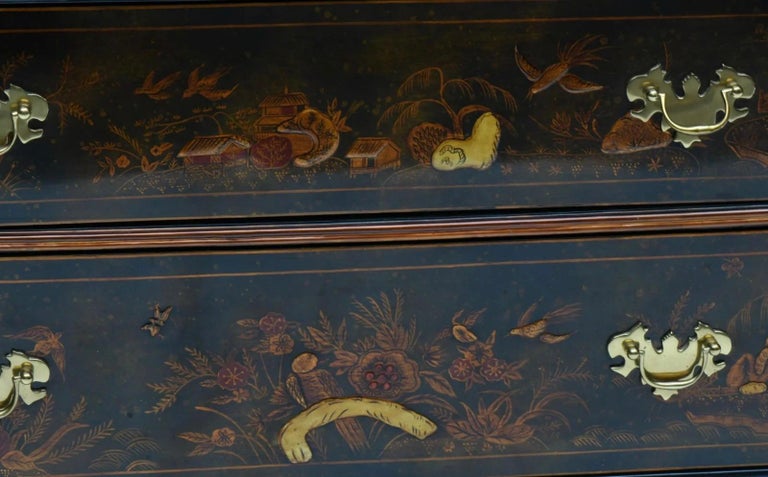 English George III Style Lacquered Chinoiserie Secretary Bookcase For Sale 2