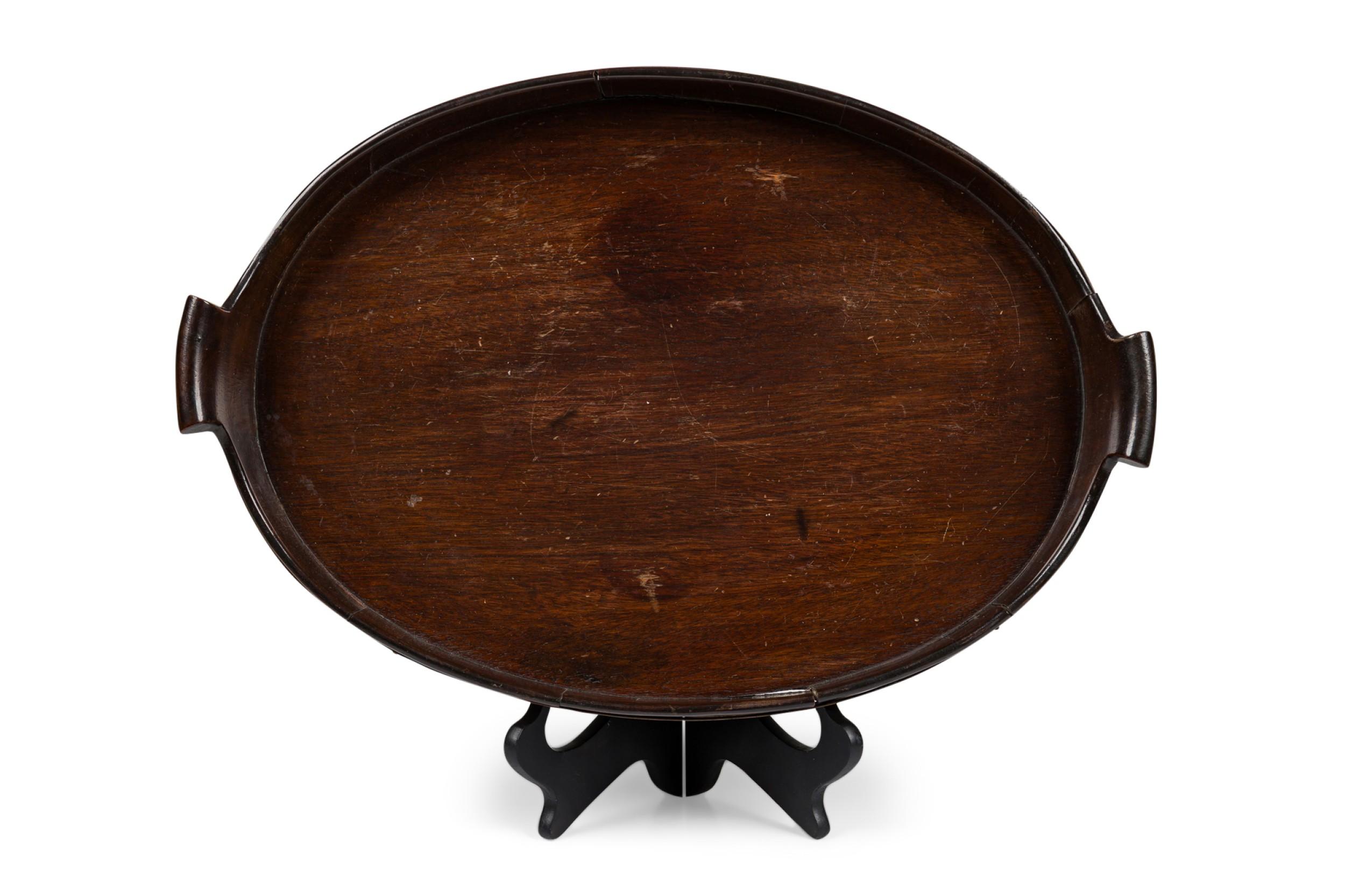 Vassoio da maggiordomo ovale a 2 manici in stile Giorgio III (XX secolo), in mogano e ottone