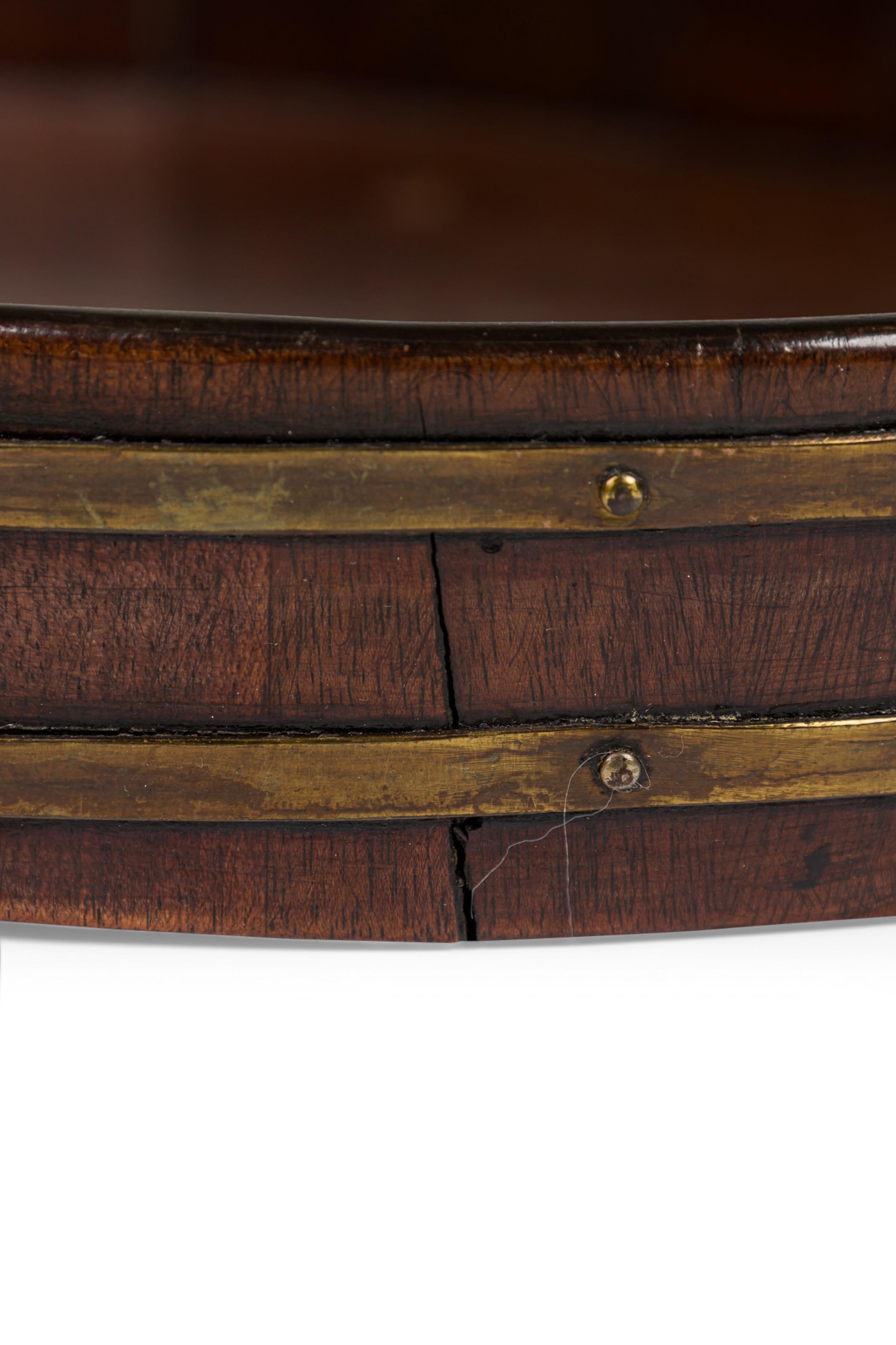 Ottone English George III Style Mahogany and Brass Banded 2 Handled Butlers Tray in vendita