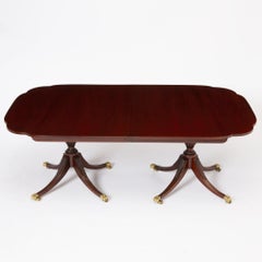 English George III Style Mahogany Double Pedestal Extending Dining Table