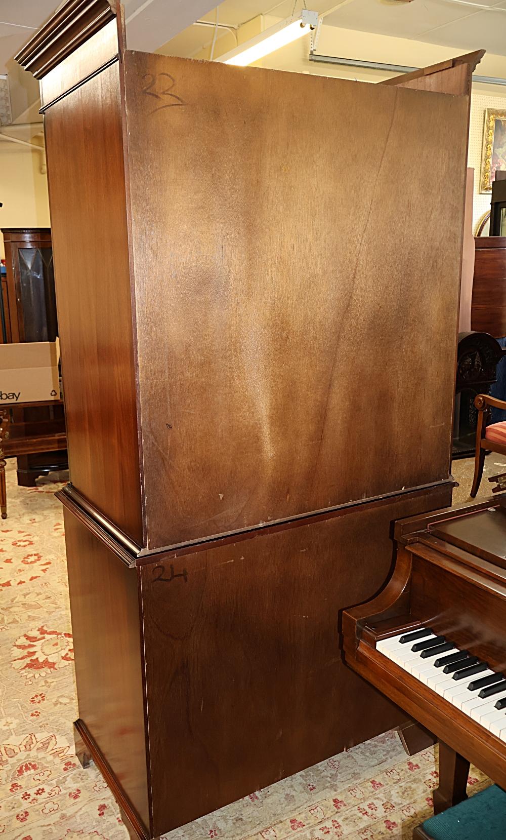 English George III Style Mahogany Satinwood Banded Armoire Cabinet Linen Press 3