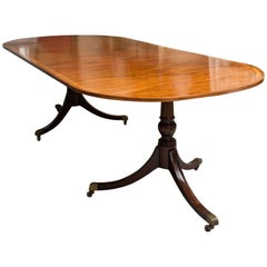 English George III Style Mahogany Twin Pedestal Mahogany Oval Dining Table
