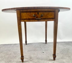 English George III Style Pembroke Burl Wood Table w Twin Drop-leaf Sides