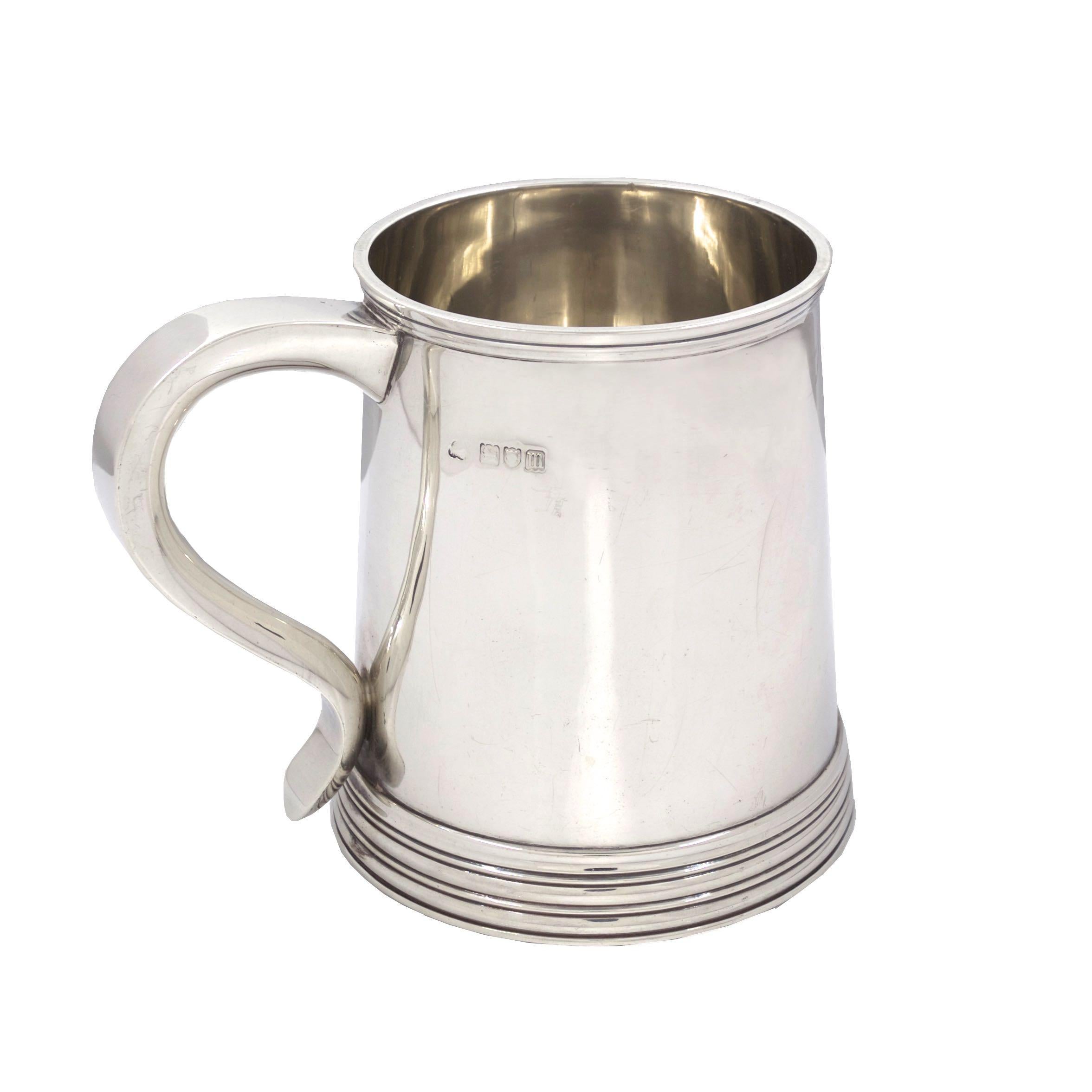 English George III Style Sterling Silver Antique Tankard Mug, circa 1907-1908