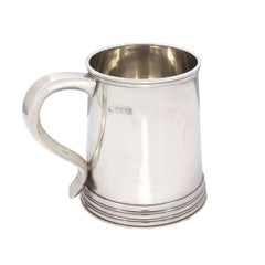 English George III Style Sterling Silver Vintage Tankard Mug, circa 1907-1908