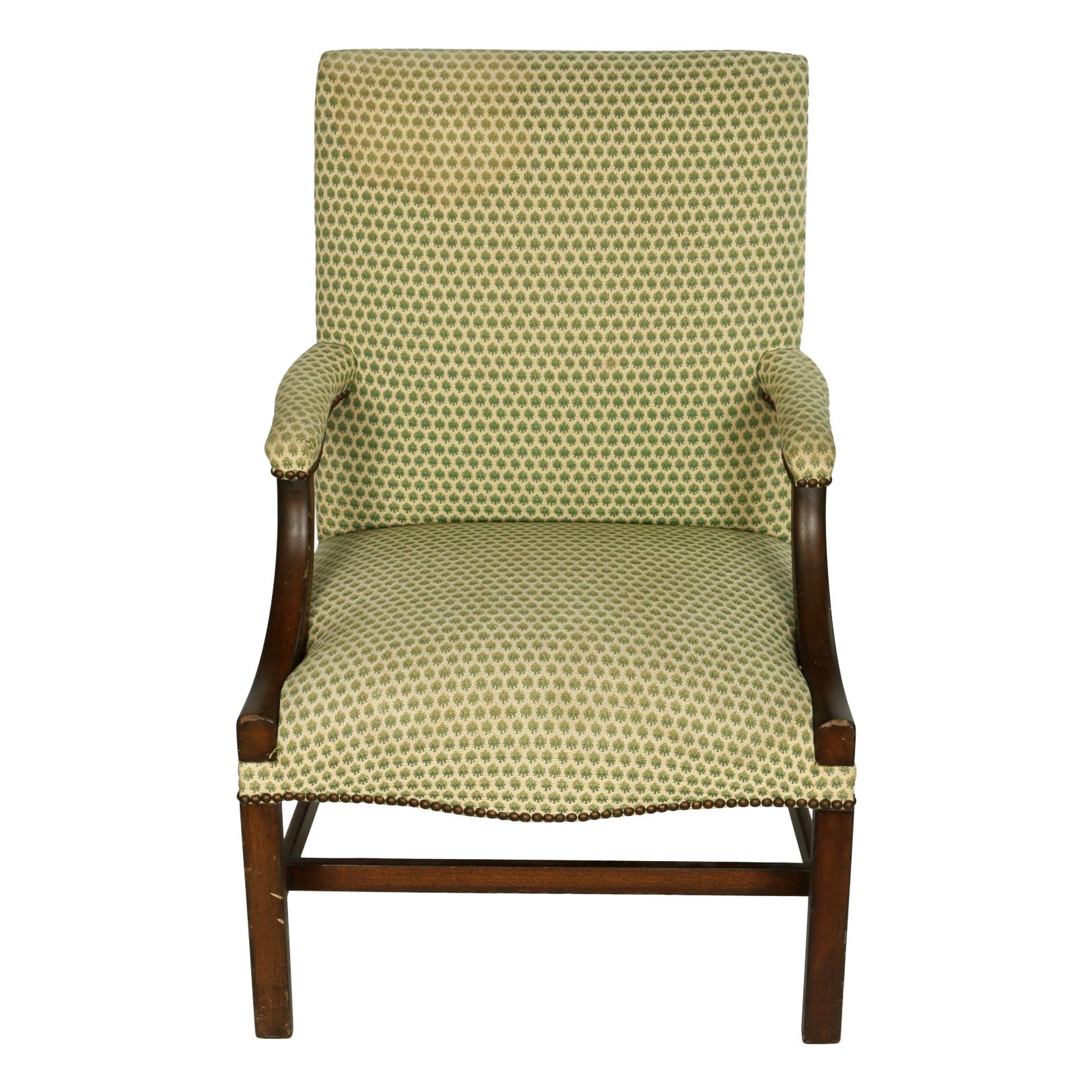 English George III Style Upholstered Armchair For Sale