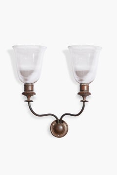 English George III Twin Arm Hurricane Sconce