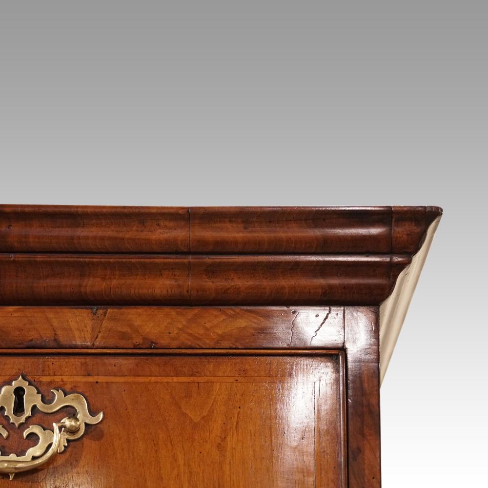 George III walnut chest on chest
This George III walnut chest on chest was made circa 1760 in a country estate workshop for a large farmhouse on the estate.
Made in 2 parts that splits at the waist. This allows for easy movement to and around the
