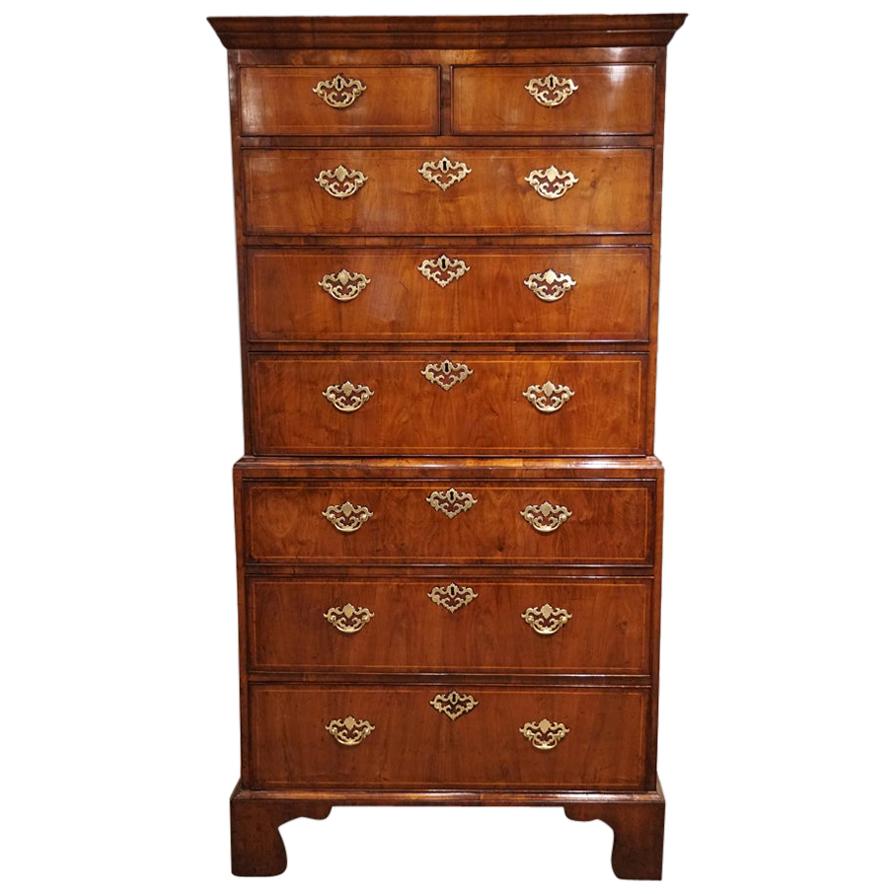 English George III Walnut Chest on Chest Tallboy, circa 1760 For Sale