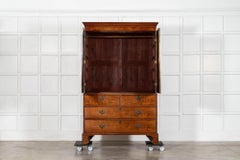 English George III Walnut Linen Press