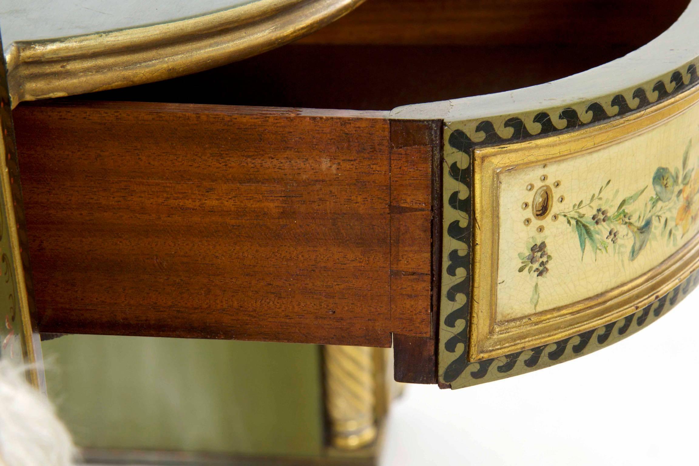 English George IV Green Painted Antique Pedestal Sideboard Console, circa 1825 13