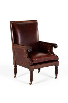 English George IV Leather Library Chair