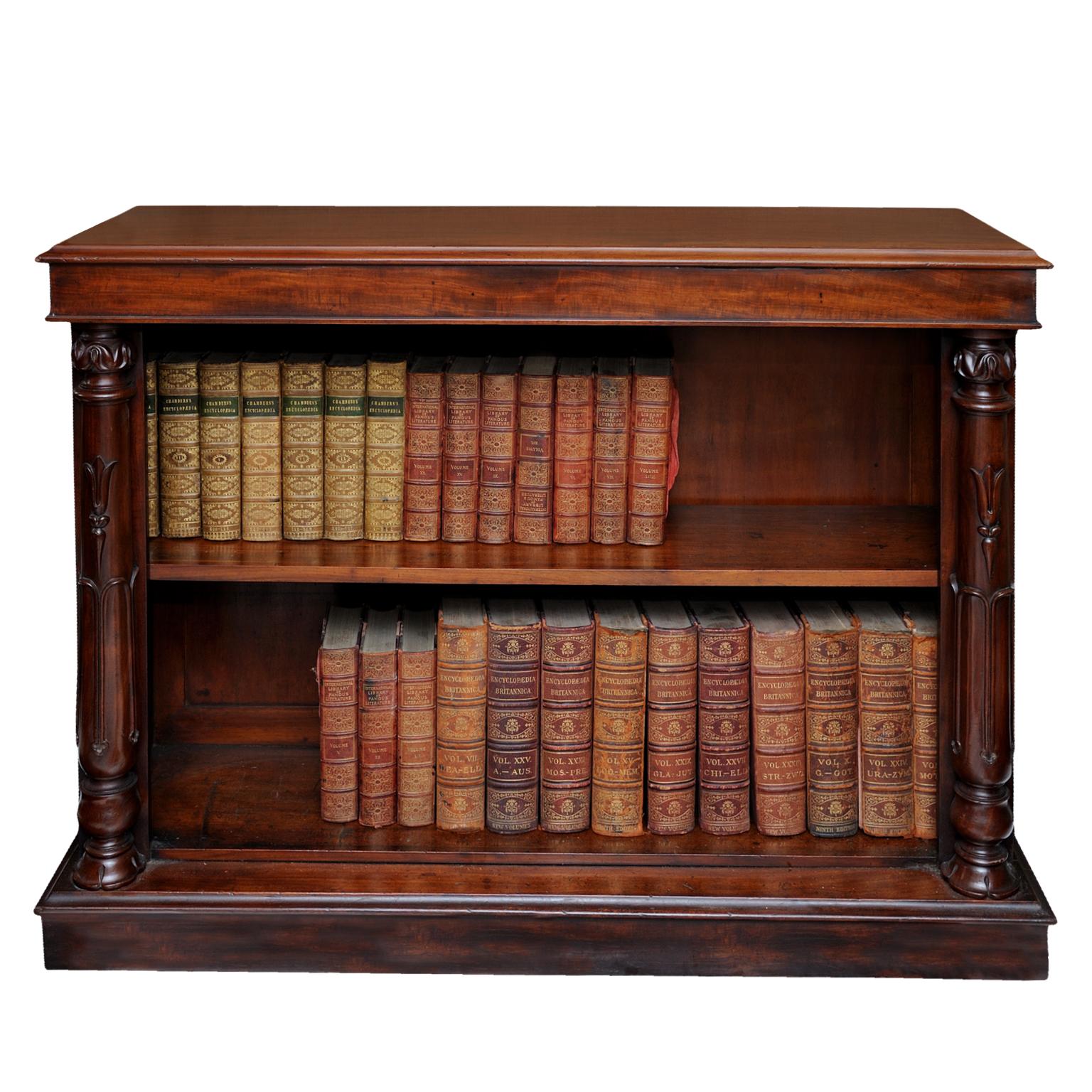 Polished English George IV Mahogany Open Bookcase, circa 1825 For Sale
