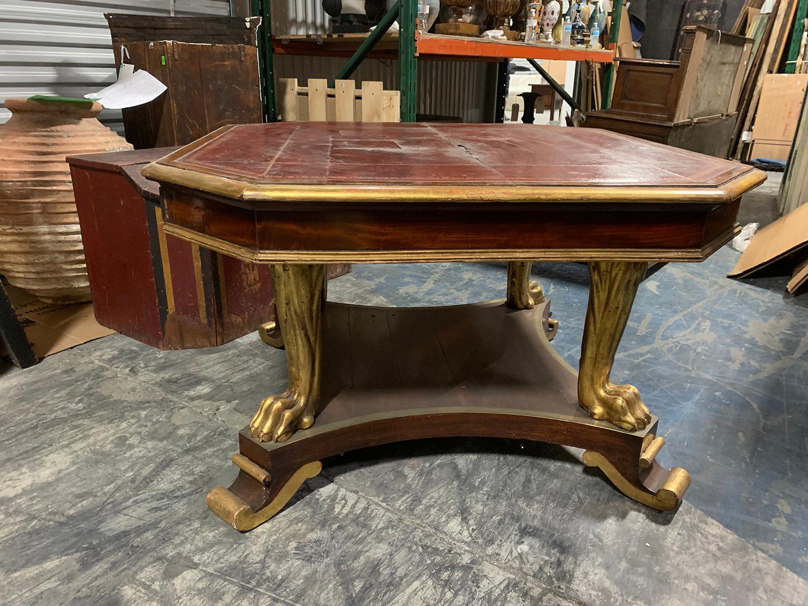 English George IV Mahogany and Parcel Gilt Center or Library Table, circa 1840 9