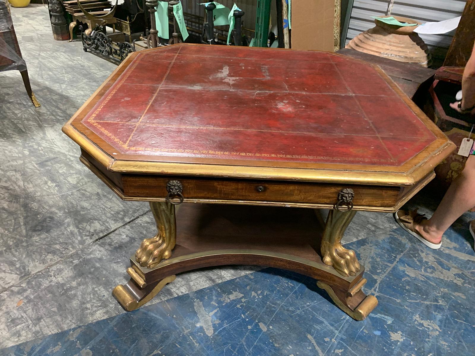 English George IV Mahogany and Parcel Gilt Center or Library Table, circa 1840 12