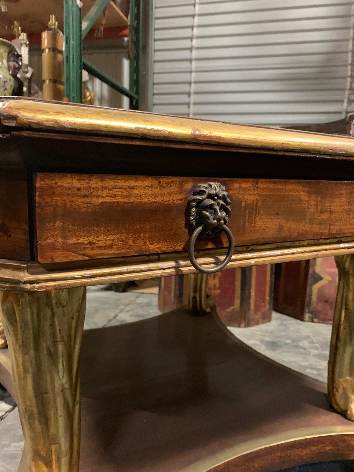 English George IV Mahogany and Parcel Gilt Center or Library Table, circa 1840 2
