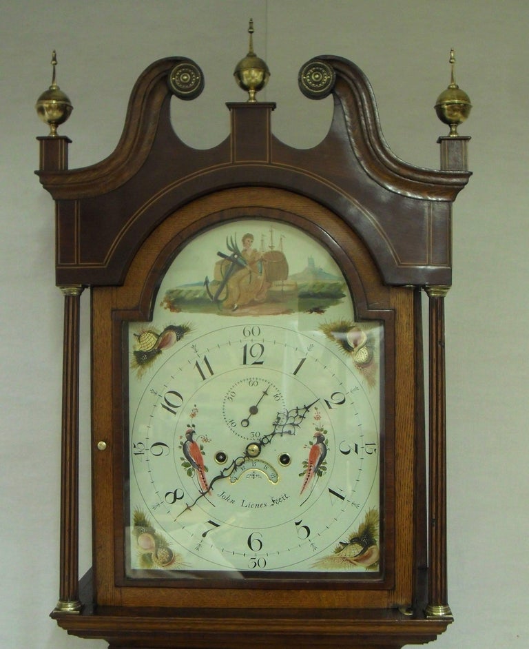English IV Oak and Mahogany Longcase Clock For Sale at 1stdibs