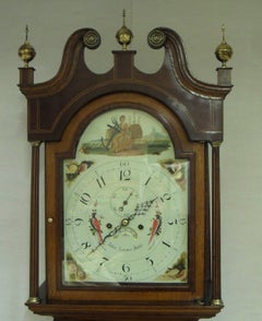 English George IV Oak and Mahogany Longcase Clock