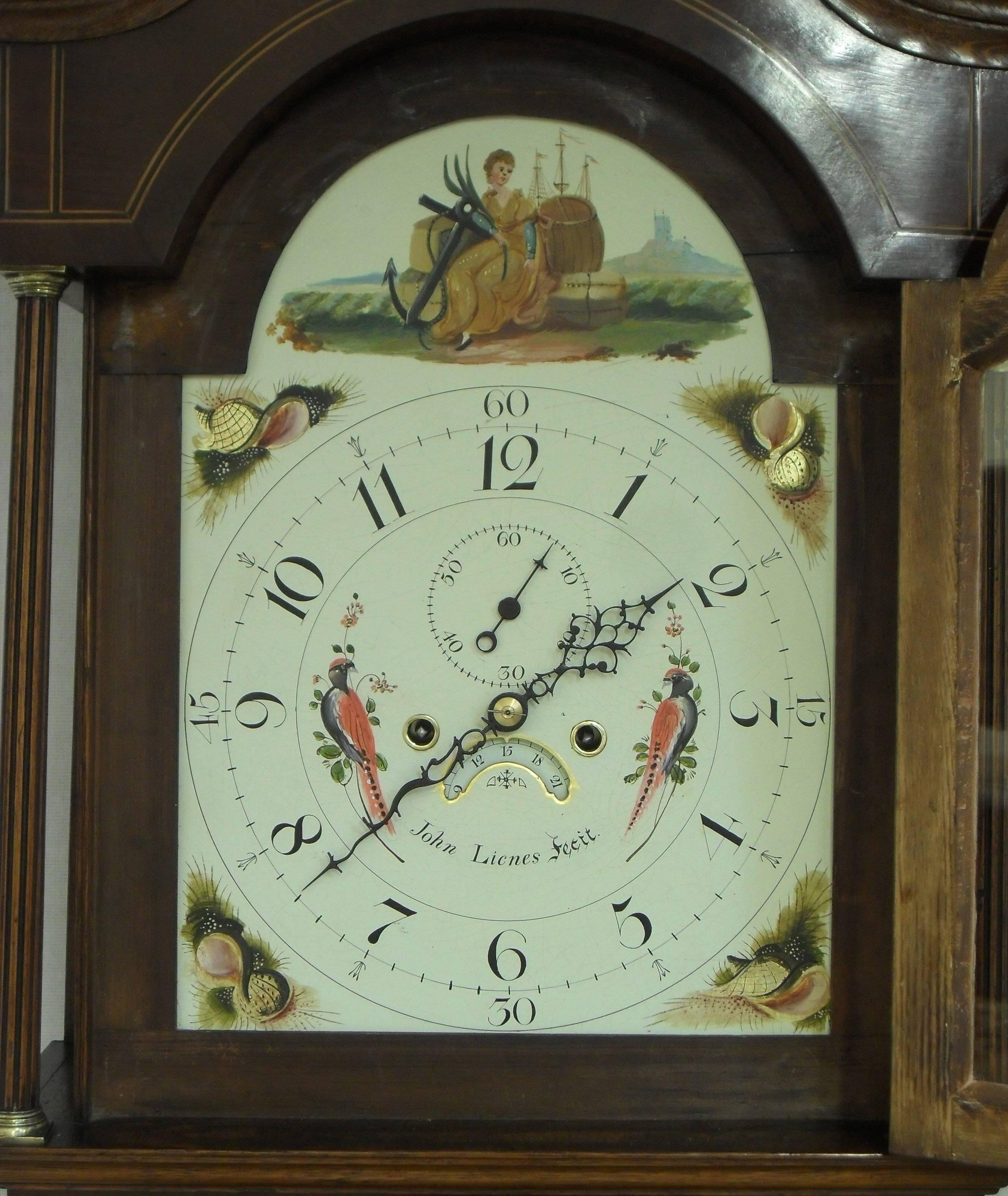 English George IV Oak and Mahogany Longcase Clock In Good Condition For Sale In Macclesfield, GB