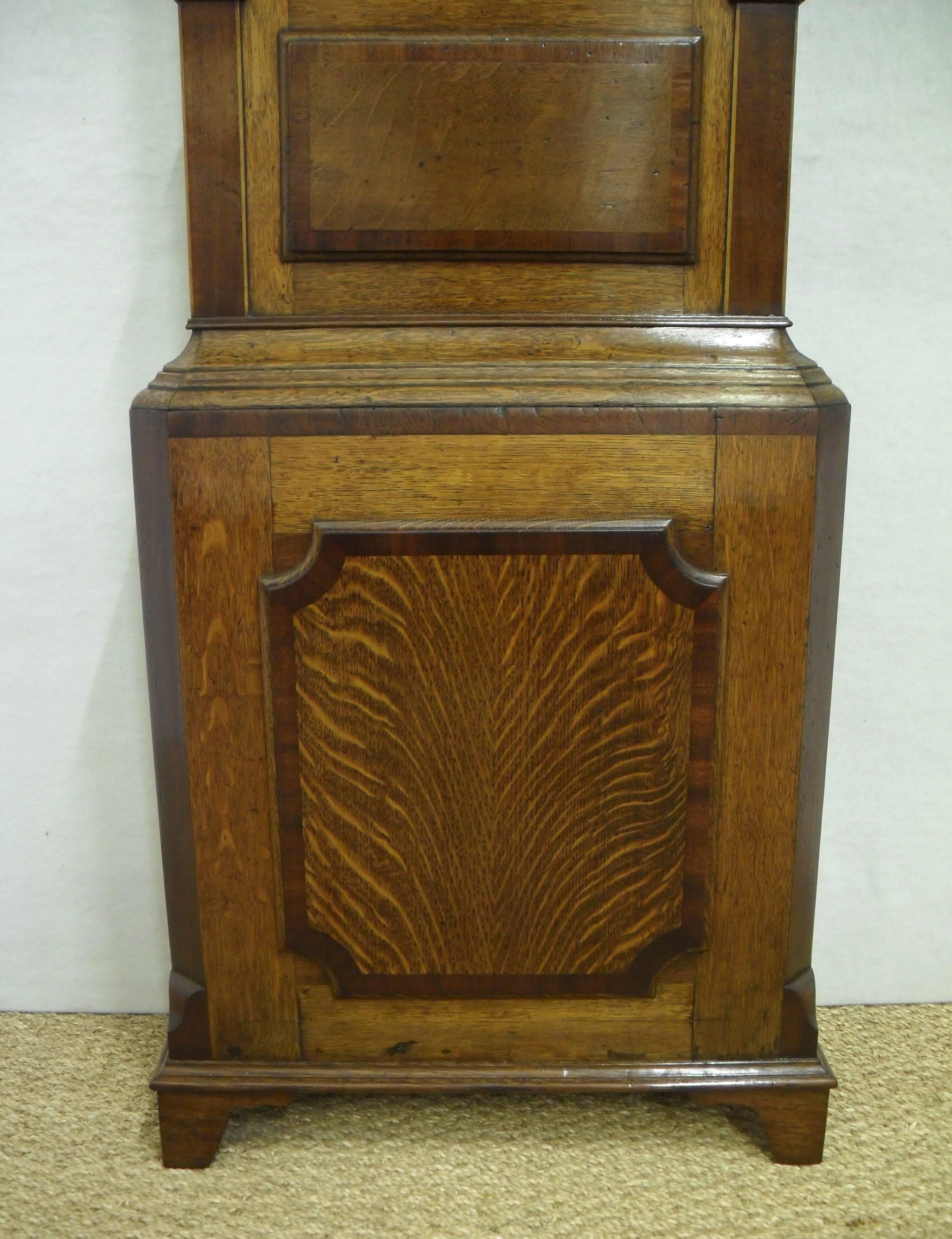 English George IV Oak and Mahogany Longcase Clock For Sale 3
