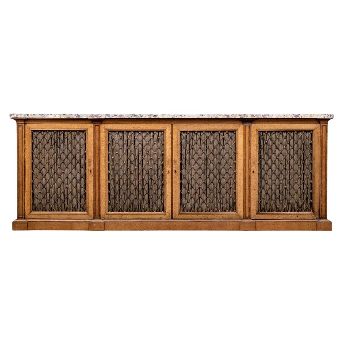 English George IV Oak Library Cabinet, Ca. 1820, Alnwick Castle Prov. For Sale