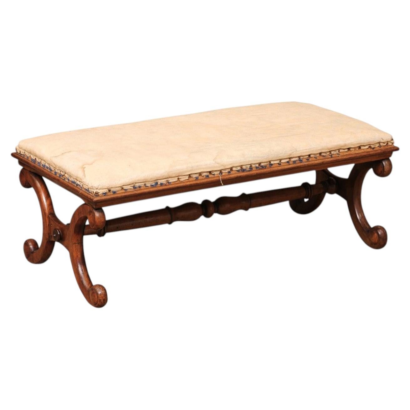 English George IV X-Form Mahogany Bench, Early 19th Century