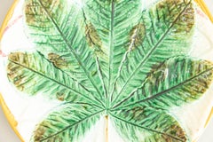 Englische George Jones Majolika Kastanienblatt auf weißem Serviettenteller, um 1870