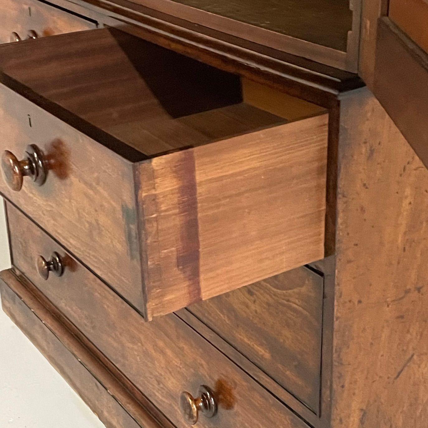 Armoire de presse anglaise George lll, en loupe d'acajou, 1815 en vente 1