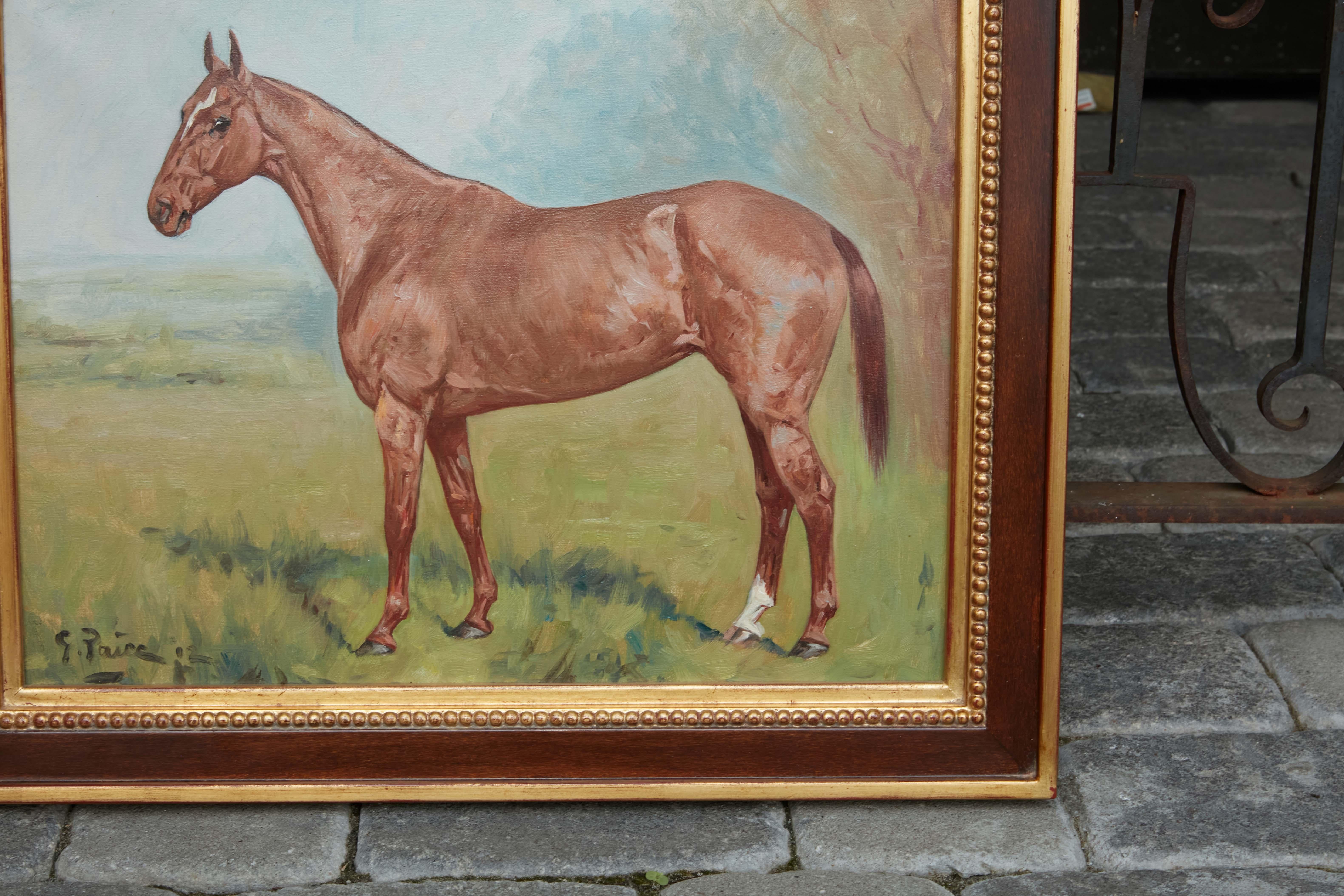 George Paice 1912, olio su tela, dipinto di cavallo con un singolo calzino bianco In condizioni buone in vendita a Atlanta, GA