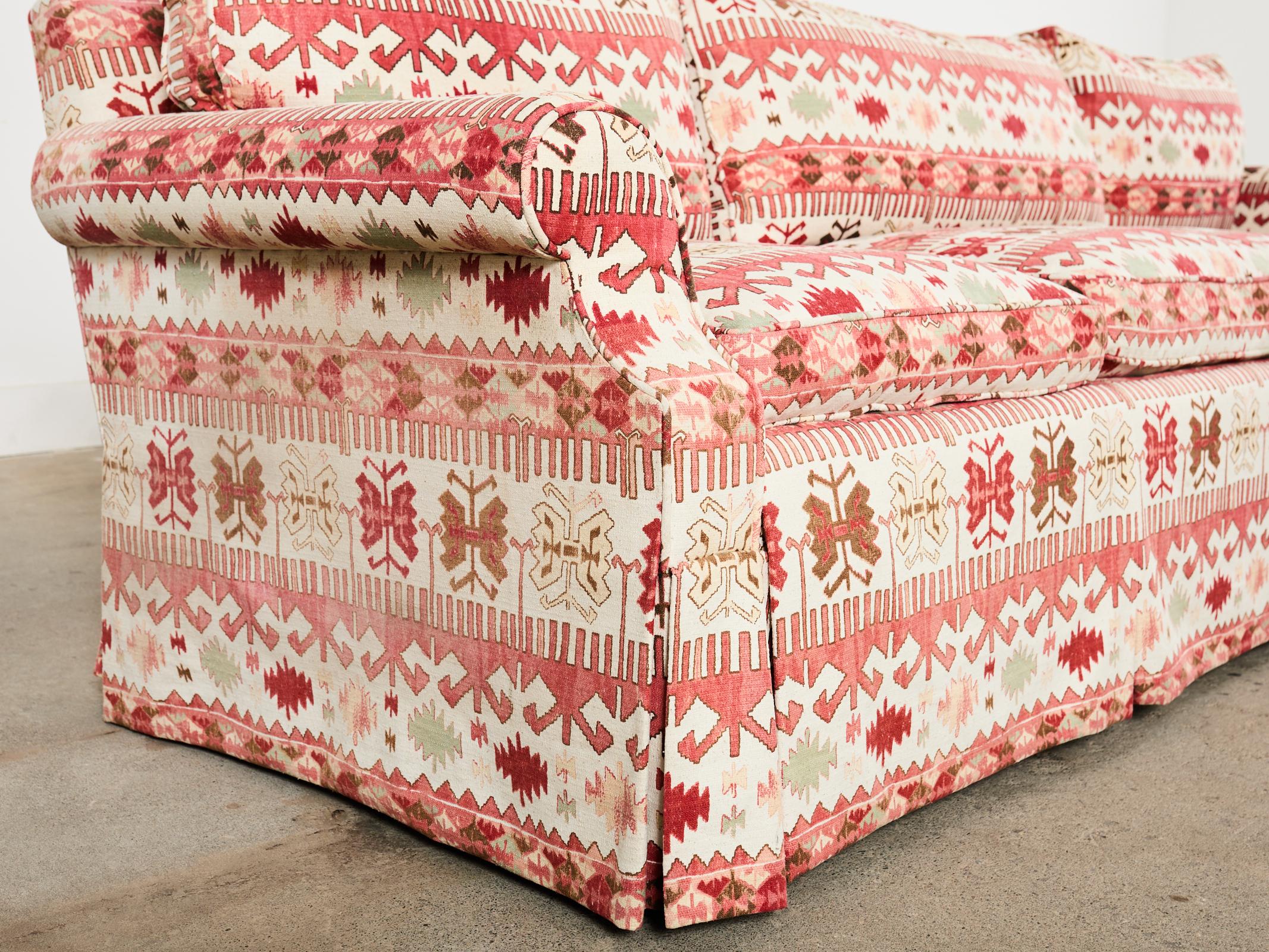 English George Smith Style Kilim Design Upholstered Sofa For Sale 4