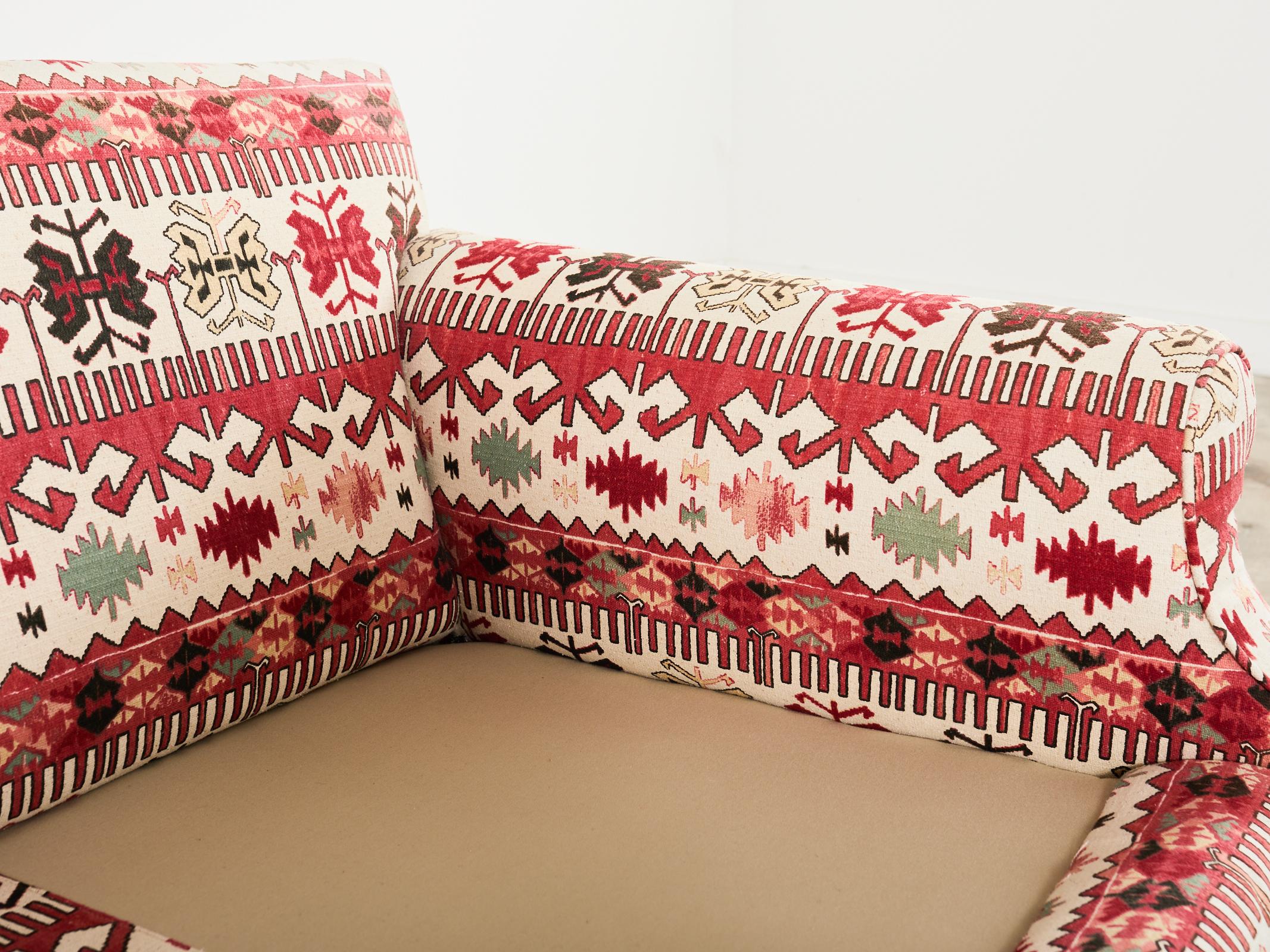 English George Smith Style Kilim Design Upholstered Sofa For Sale 8