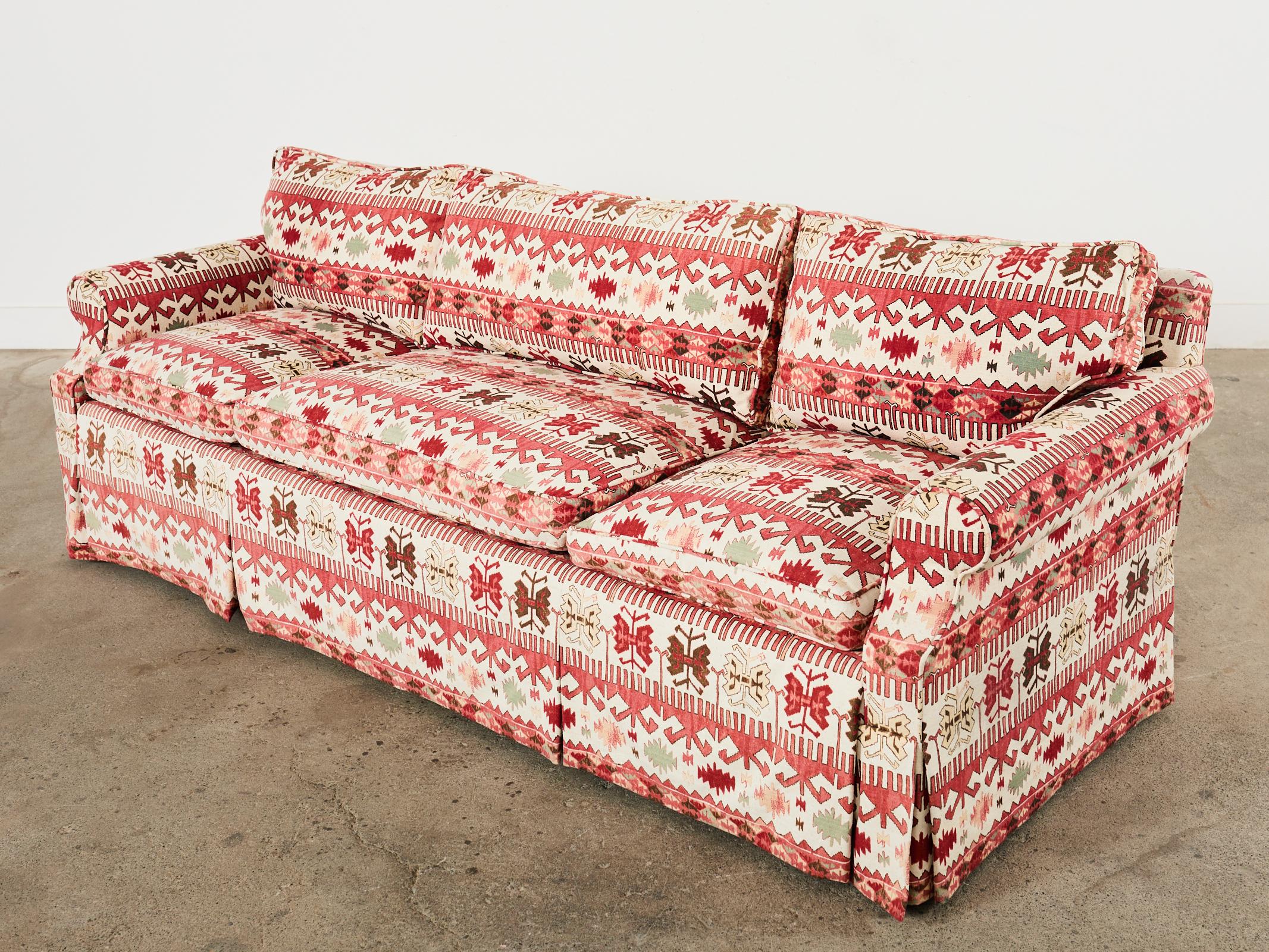 English George Smith Style Kilim Design Upholstered Sofa For Sale 9