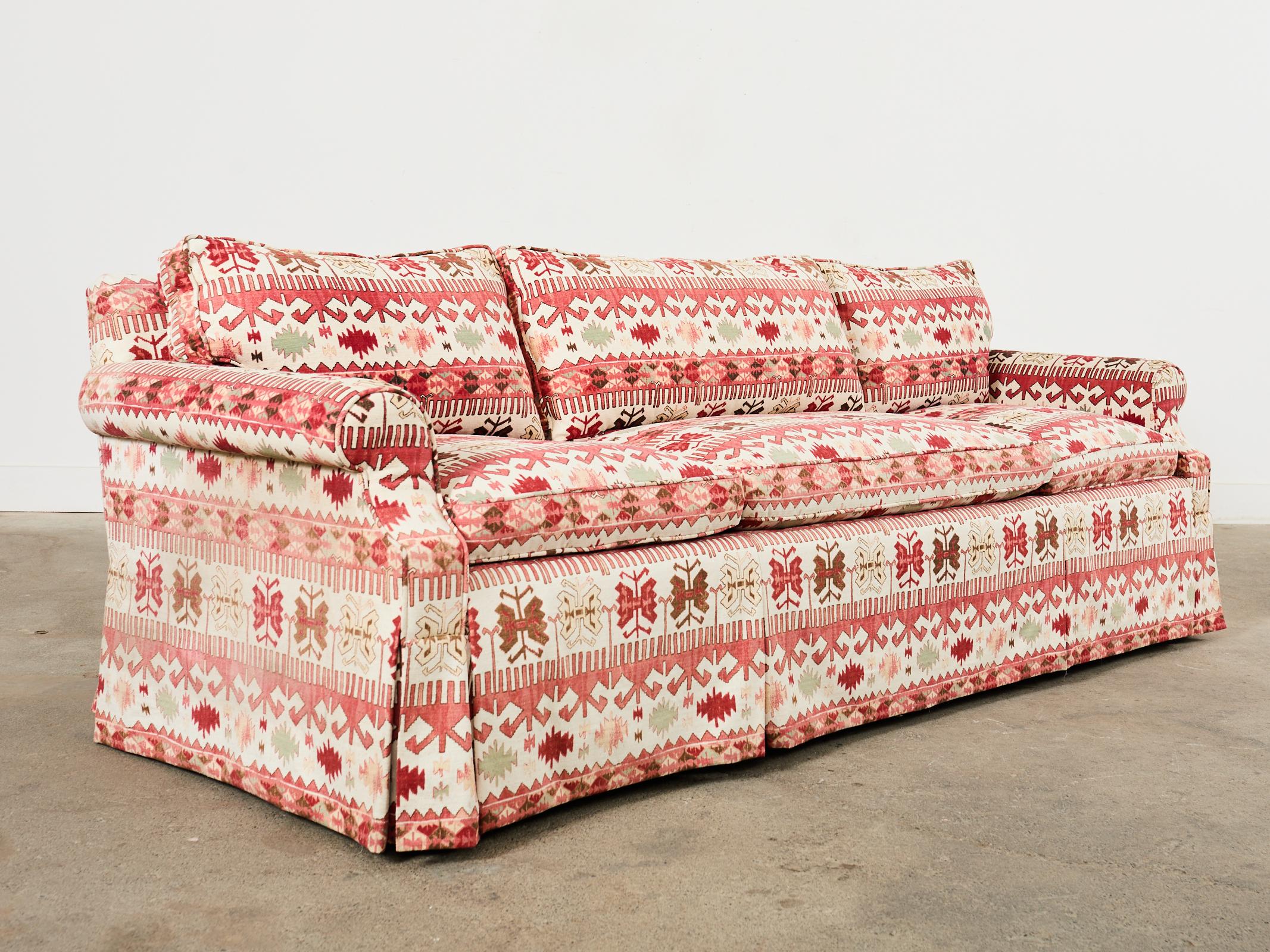 English George Smith Style Kilim Design Upholstered Sofa For Sale 11