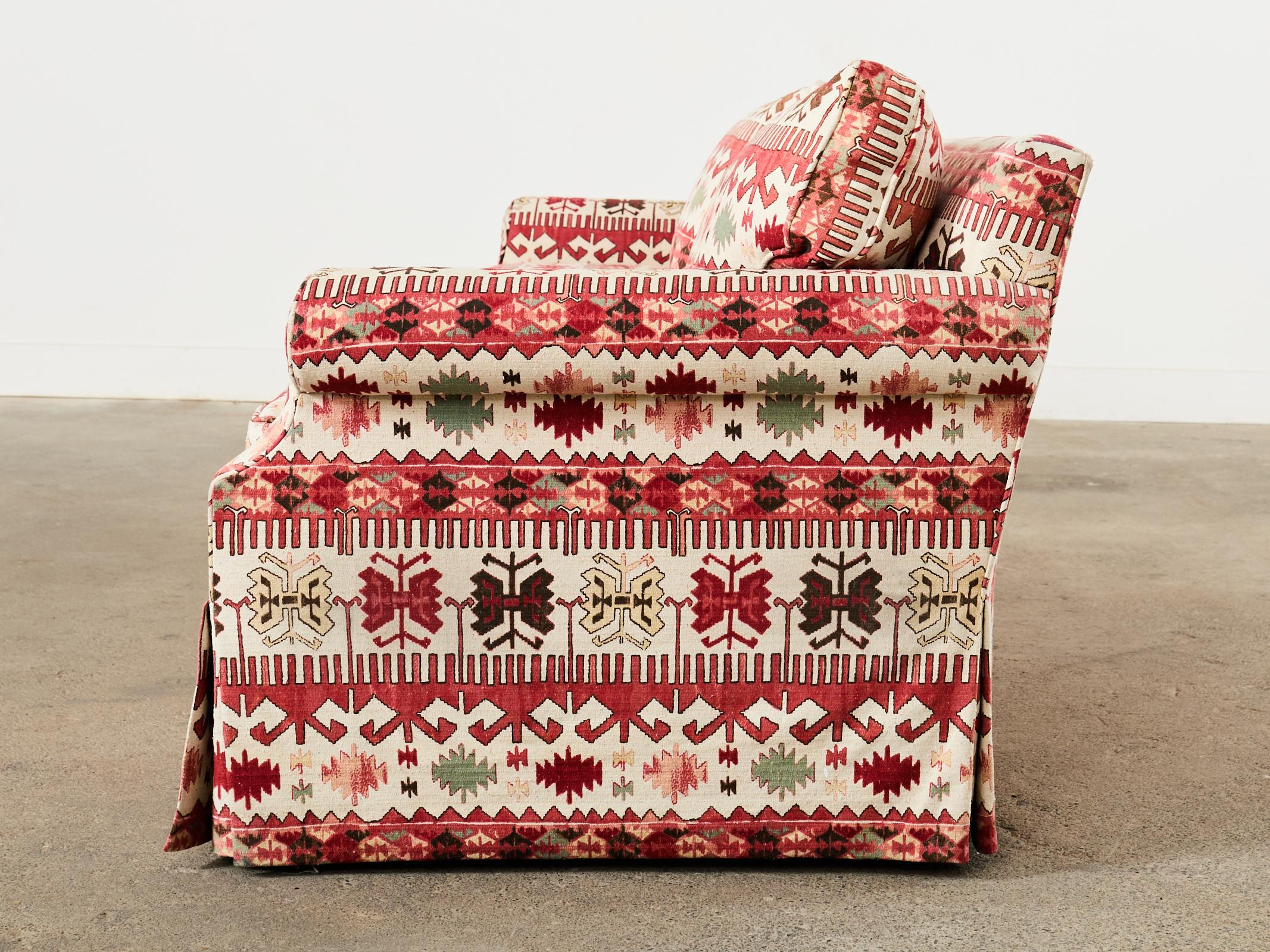 English George Smith Style Kilim Design Upholstered Sofa For Sale 13